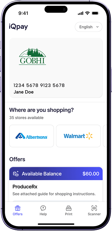 iQpay mobile app interface